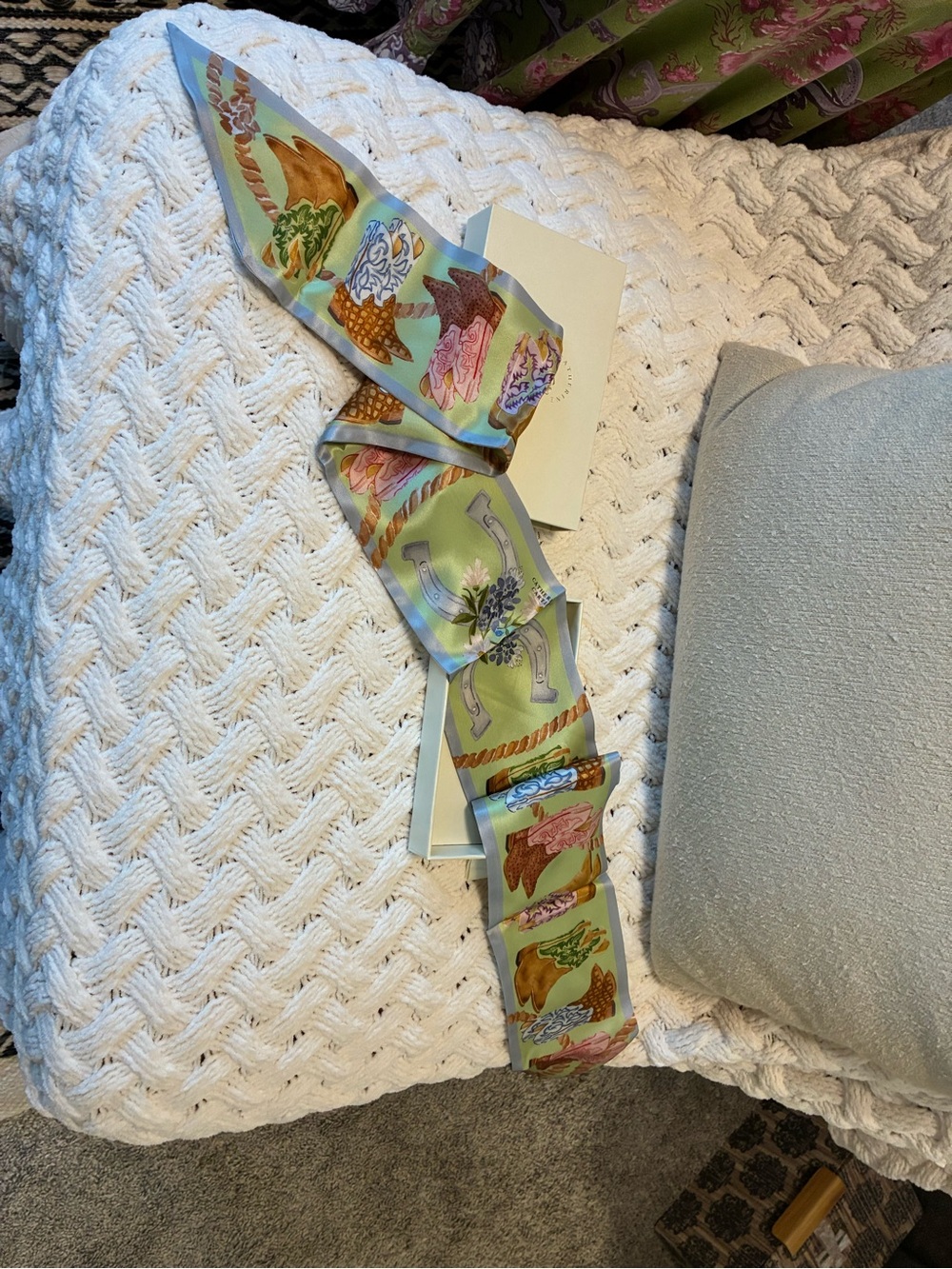 Boot Silk Ribbon Scarf in Pastel Green by - Picture 6 of 6